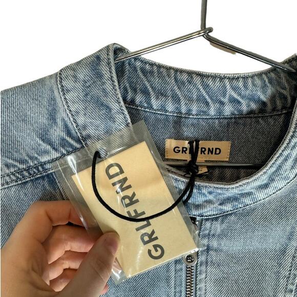 NWT GRLFRND Ash Racer Denim Jacket Angeles‎ CrestLarge Moto - Picture 8 of 13